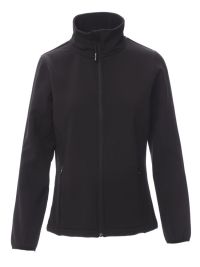 Taillierte Damen Softshelljacke in Schwarz mit wasserabweisender Beschichtung, 2-Wege-Reißverschluss und elastischen Ärmelbündchen