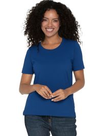 Blaues Damen T-Shirt mit Rundhals, tailliert, für Beruf & Freizeit