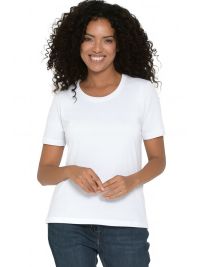 Weißes Damen T-Shirt mit Rundhals, tailliert, für Beruf & Freizeit