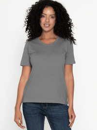 Graues Damen T-Shirt mit Rundhals, tailliert, für Beruf & Freizeit