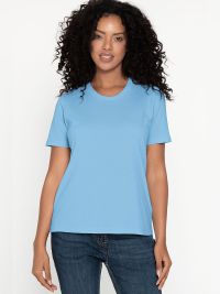 Hellblaues Damen T-Shirt mit Rundhals, tailliert, für Beruf & Freizeit