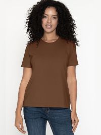 Braunes Damen T-Shirt mit Rundhals, tailliert, für Beruf & Freizeit