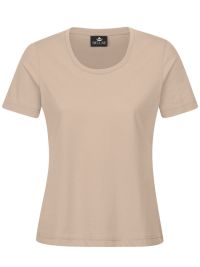 Beiges Damen T-Shirt mit Rundhals, tailliert, für Beruf & Freizeit