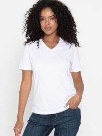 Weißes Damen T-Shirt V-ausschnitt