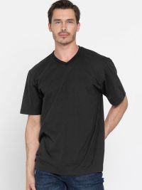 Schwarzes Herren T-Shirt mit V-Ausschnitt – pflegeleicht, klassisch, in vielen Größen