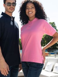 Piqué Poloshirt Damen – tailliert, XS–5XL, 60 °C, pflegeleicht, Farbe Schwarz