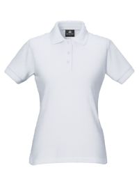 Weißes Poloshirt Damen – tailliertes Piqué, XS–5XL, 60 °C, pflegeleicht & formstabil