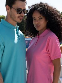 Pinkes Damen Poloshirt, tailliert, mit Polokragen und Knopfleiste
