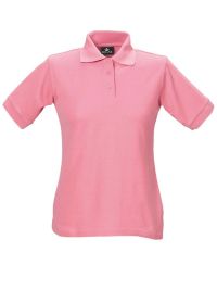 Pinkes Damen Poloshirt, tailliert, mit Polokragen und Knopfleiste
