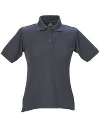 Günstiges Damen Poloshirt in Marineblau mit taillierter Passform, Polokragen und Knopfleiste, ideal für Beruf und Freizeit