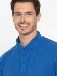 Günstiges Herren Poloshirt in Blau mit klassischem Polokragen, Knopfleiste und Rippstrickbündchen, ideal für Beruf und Freizeit