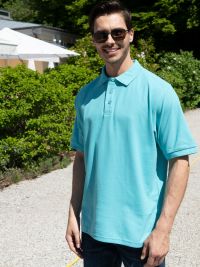 Türkises Herren Poloshirt mit Polokragen, Knopfleiste und Rippstrickbündchen, ideal für Beruf und Freizeit