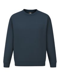 Marineblaues Unisex Sweatshirt, gerade geschnitten, mit Rippstrickbündchen