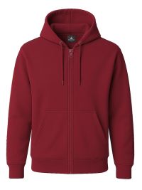 Bordeaux Kapuzen-Sweatjacke, gerade geschnitten, mit Kängurutaschen und Kapuze