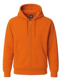 Orange Unisex Kapuzen-Sweatjacke, gerade geschnitten, mit Kängurutaschen und Kapuze