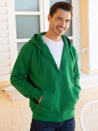 Grüne Unisex Kapuzen-Sweatjacke, gerade geschnitten, mit Kängurutaschen und Kapuze