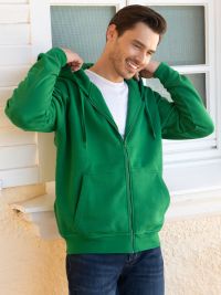 Grüne Unisex Kapuzen-Sweatjacke, gerade geschnitten, mit Kängurutaschen und Kapuze