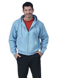 Himmelblaue Unisex Kapuzen-Sweatjacke, gerade geschnitten, mit Kängurutaschen und Kapuze