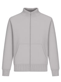 Graue Unisex Stehkragen-Sweatjacke, gerade geschnitten, mit Stehkragen und Seitentaschen