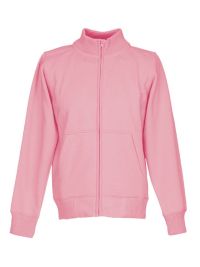 Pinke Unisex Stehkragen-Sweatjacke, gerade geschnitten, mit Stehkragen und Seitentaschen