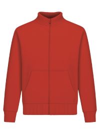 Rote Sweatjacke mit Stehkragen aus softem Baumwoll-Polyester-Mix, Unisex Regular Fit, COMO Deluxe