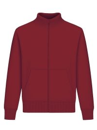 Bordeaux Unisex Stehkragen-Sweatjacke, gerade geschnitten, mit Stehkragen und Seitentaschen