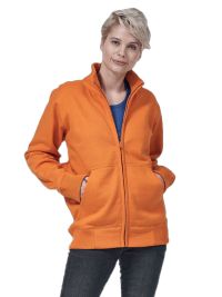 Orange Unisex Stehkragen-Sweatjacke, gerade geschnitten, mit Stehkragen und Seitentaschen