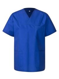 Unisex Pflegekasack in Blau mit Taschen – COMO Deluxe Serie, bequem, hygienisch waschbar, ideal für Pflegepersonal und medizinisches Fachpersonal