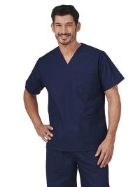Marine Unisex Kasack, V-Ausschnitt, Seitentaschen, pflegeleicht