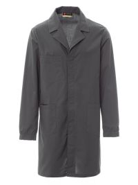 grauer Herren Laborkittel mit Reverskragen, Taschen und verdeckter Knopfleiste