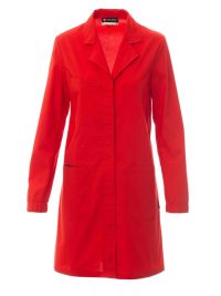 Damen Laborkittel mit Reverskragen, Brusttasche und verdeckter Knopfleiste