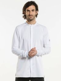 Weiße Kochjacke für Herren in Slim Fit – mit elastischem Rücken und Raglanärmeln, ideal für Küche & Gastronomie