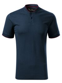Dunkelblaues Polo Shirt mit Stehkragen für Herren – sportlich, elegant, mit Kontraststreifen
