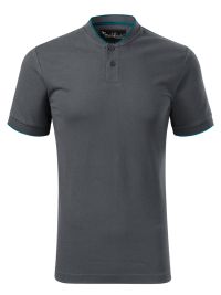 Graues Poloshirt mit Stehkragen für Herren – mit Kontraststreifen im modernen Business-Look
