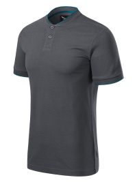 Graues Poloshirt mit Stehkragen für Herren – mit Kontraststreifen im modernen Business-Look
