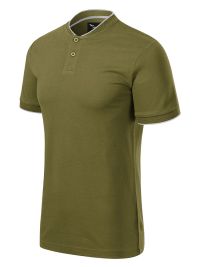 Poloshirt Herren Stehkragen in Olivgrün – modern, hochwertig und mit Kontraststreifen