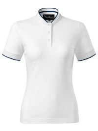 Damen Polo mit Stehkragen in Weiß, tailliert, 8 Farben, Größen XS bis 2XL