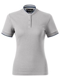 Poloshirt Stehkragen Damen in Hellgrau, tailliert, 8 Farben, Größen XS bis 2XL