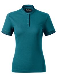 Poloshirt Stehkragen Damen in Petrol, tailliert, 8 Farben, Größen XS bis 2XL