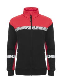 Rote Warnschutz Sweatjacke Damen mit Reflektoren und figurbetontem Schnitt für hohe Sichtbarkeit