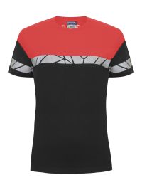 Rotes Warnschutz T-Shirt Damen mit reflektierenden Einsätzen und sportlichem Schnitt