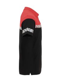 Rotes Warnschutz Poloshirt für Herren mit reflektierenden Details und klassischem Kragen