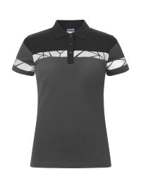 Graues Damen-Poloshirt mit reflektierenden Einsätzen und sportlichem Schnitt