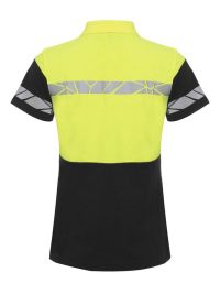 Gelbes Damen-Poloshirt mit reflektierenden Details und klassischem Kragen