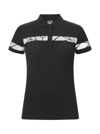 Schwarzes Damen-Poloshirt mit reflektierenden Einsätzen und klassischem Polokragen