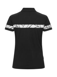 Schwarzes Damen-Poloshirt mit reflektierenden Einsätzen und klassischem Polokragen