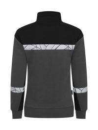 Graue Damen-Sweatjacke mit Reflektoren, Stehkragen und figurbetontem Schnitt