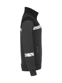 Graue Damen-Sweatjacke mit Reflektoren, Stehkragen und figurbetontem Schnitt