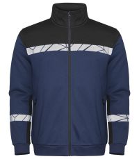 Marineblaue Herren-Sweatjacke mit Reflektoren, sportlicher Passform und Stehkragen