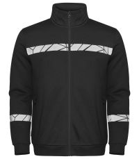 Schwarze Herren-Sweatjacke mit Reflektoren, sportlichem Schnitt und Stehkragen